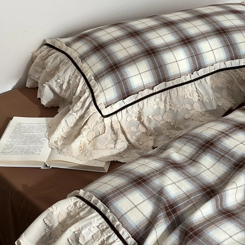 Bedding Set Breathable Cotton Percale Embroidered Ruffle