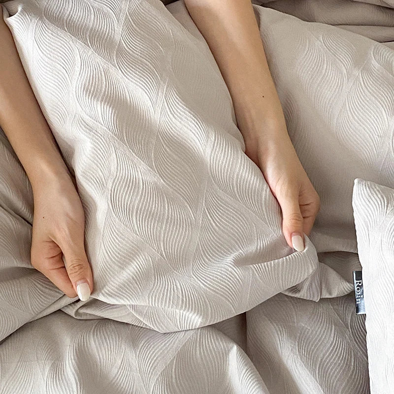 Bedding Set Breathable Cotton Percale Natural Crinkle