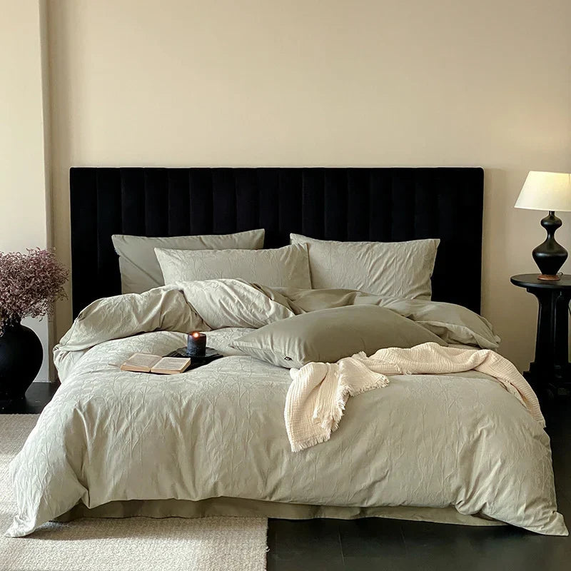 Bedding Set Breathable Cotton Percale Natural Crinkle