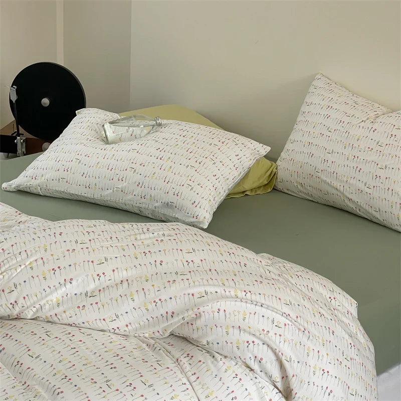 Bedding Set Breathable Cotton Percale Subtle Floral