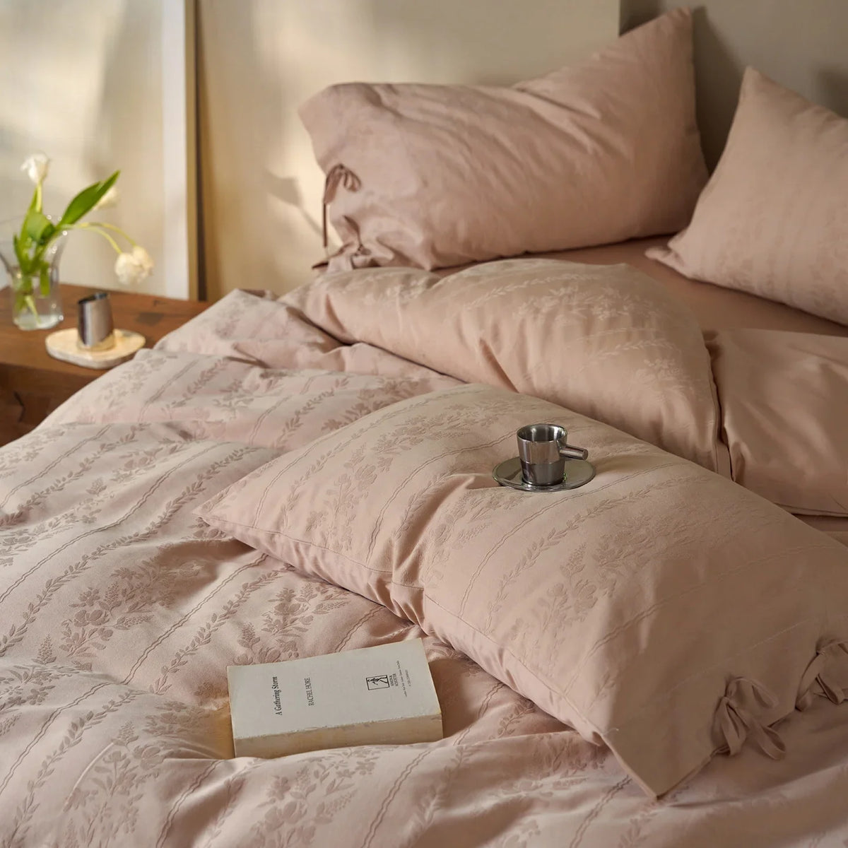 Bedding Set Breathable Jacquard 100% Cotton 4-Piece