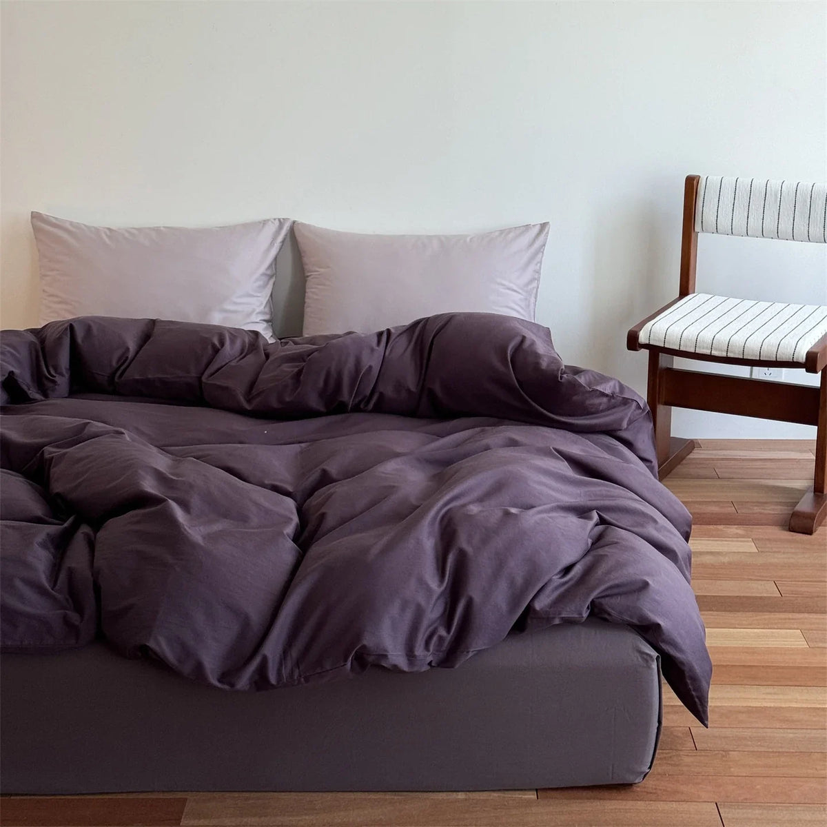 Bedding Set Cotton Blend Elastic Fitted & Zipper Duvet
