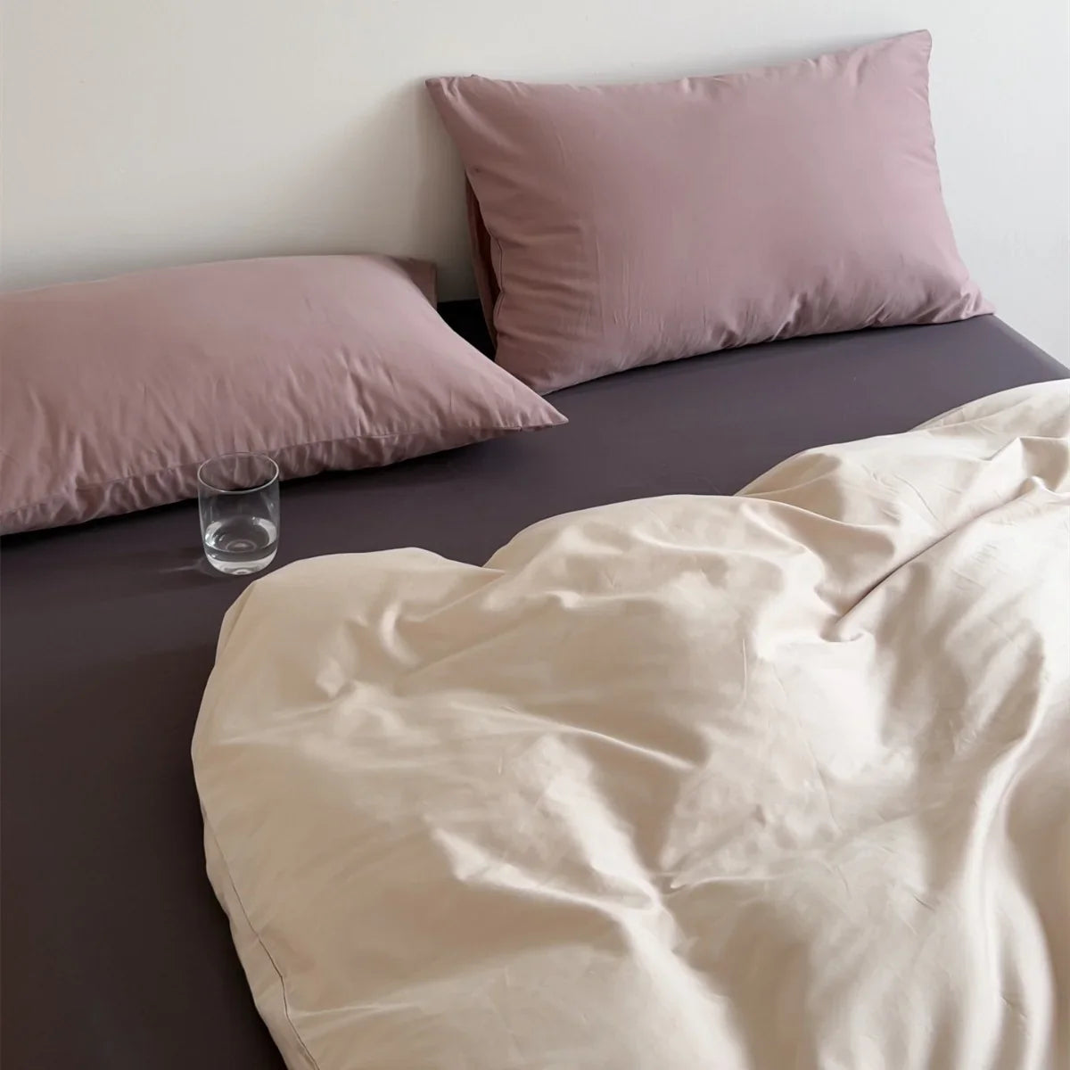 Bedding Set Cotton Blend Elastic Fitted & Zipper Duvet
