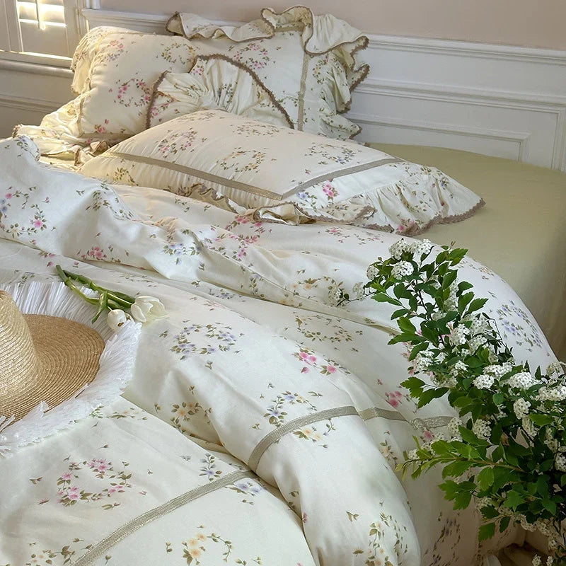Bedding Set Cotton-Linen Temperature Regulating Watercolor Floral