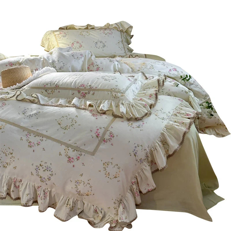 Bedding Set Cotton-Linen Temperature Regulating Watercolor Floral