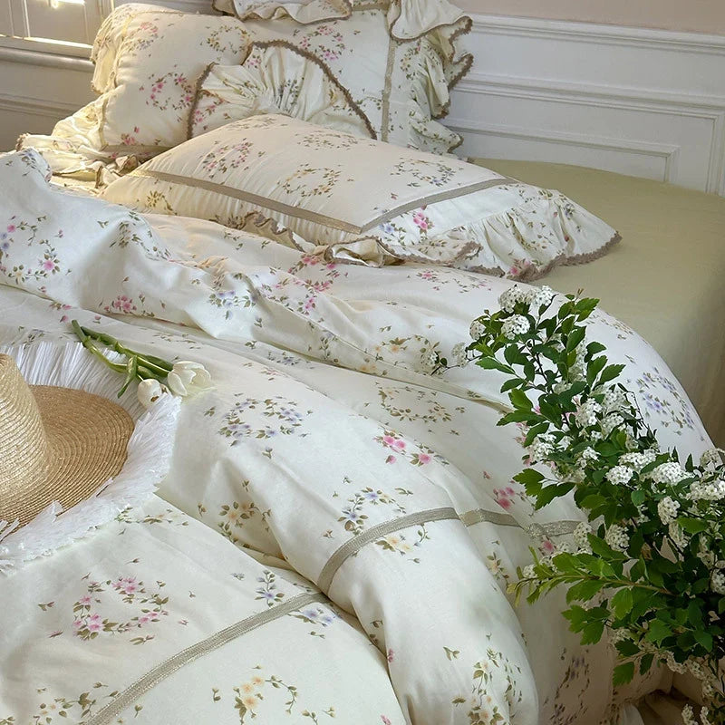 Bedding Set Cotton-Linen Temperature Regulating Watercolor Floral