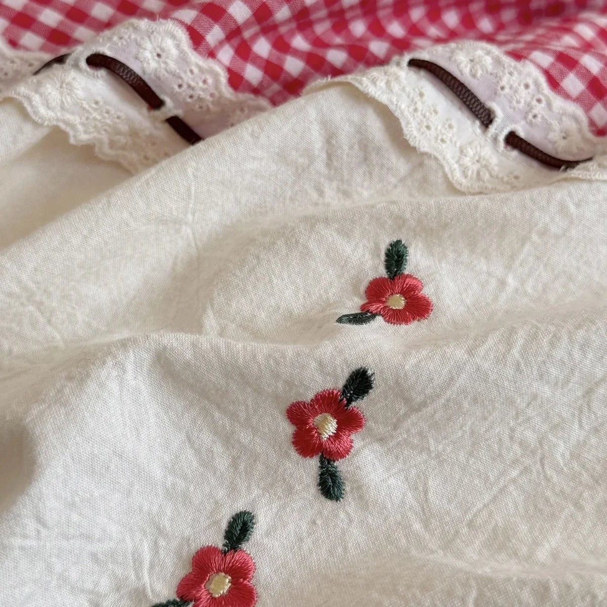 Bedding Set Cotton Muslin Breathable Embroidered Border
