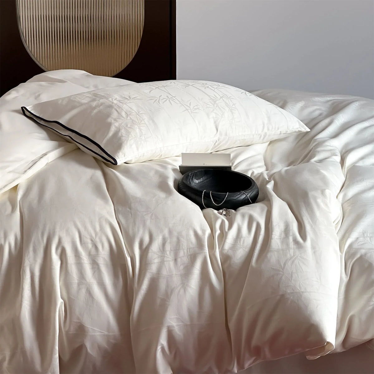Bedding Set Cotton Satin Bamboo Jacquard 4-Piece Machine Washable