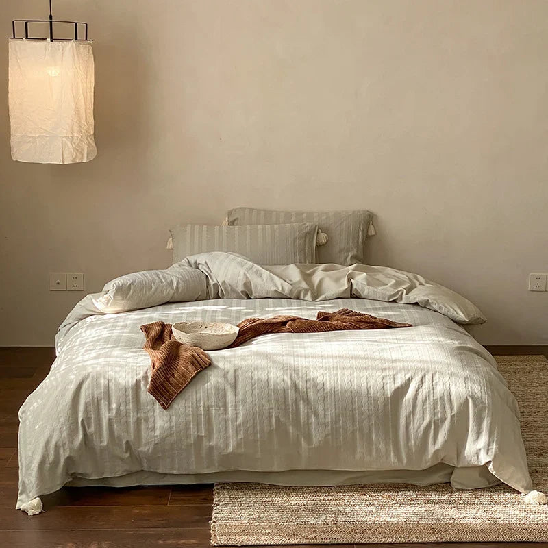 Bedding Set Cotton Satin Breathable Concealed Zipper