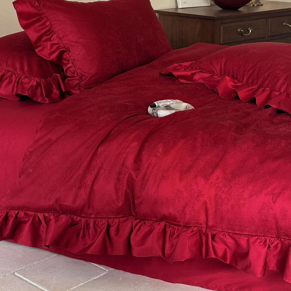 Bedding Set Cotton Satin Floral Jacquard 4-Piece Set