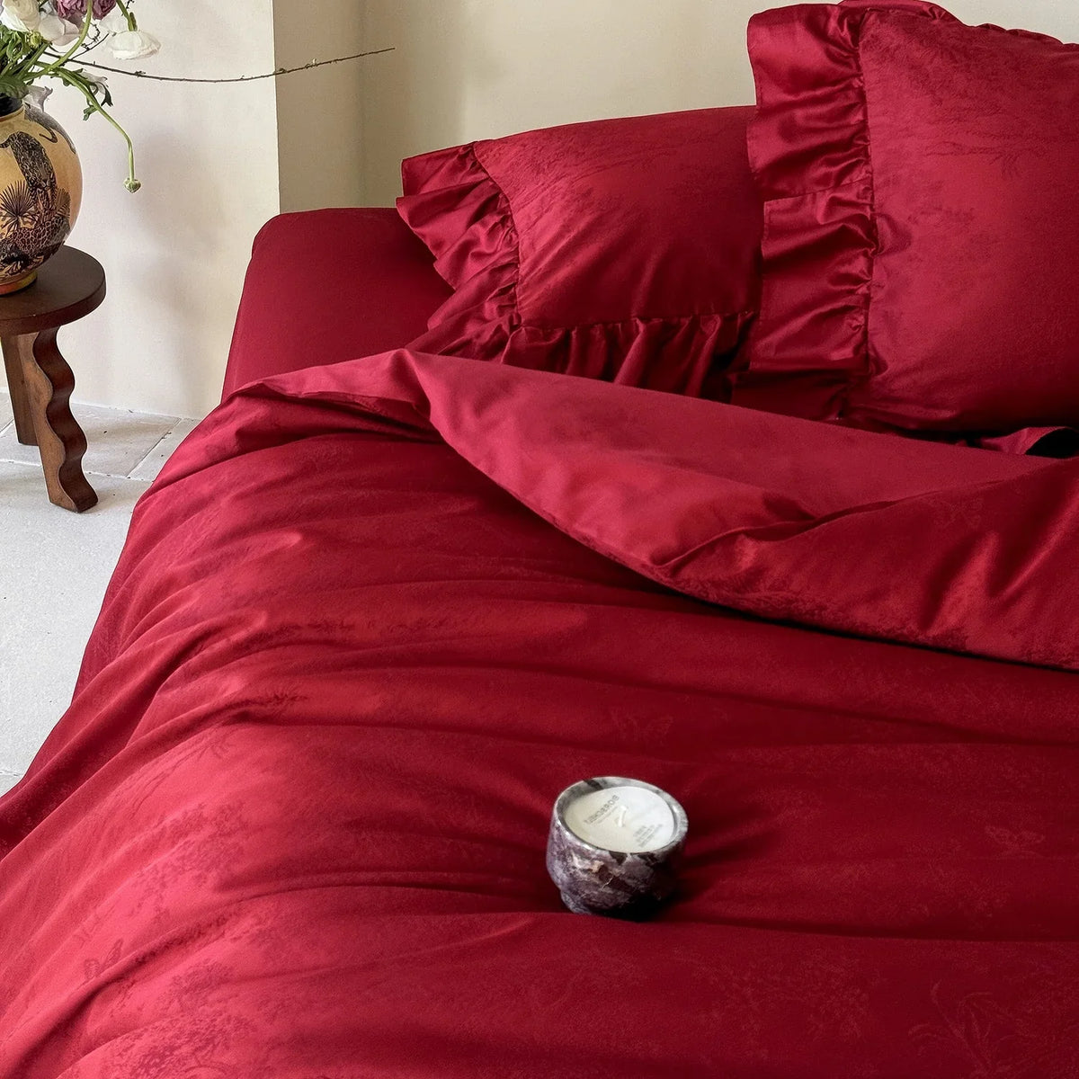 Bedding Set Cotton Satin Floral Jacquard 4-Piece Set