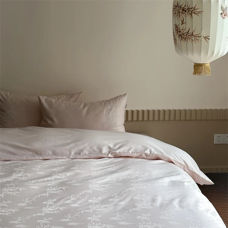 Bedding Set Cotton Satin Jacquard Floral 4-Piece