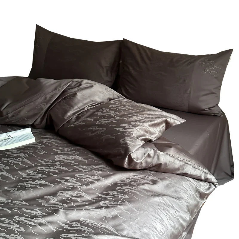 Bedding Set Cotton Satin Jacquard Floral 4-Piece
