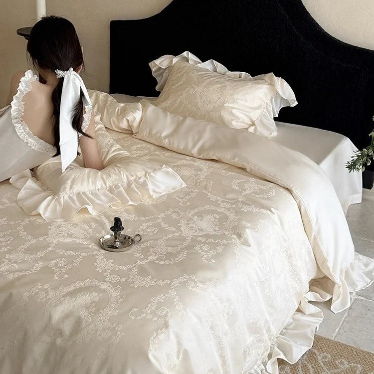 Bedding Set Cotton Satin Jacquard Floral Set of 4