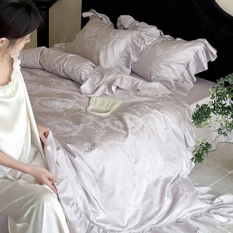 Bedding Set Cotton Satin Jacquard Floral Set of 4