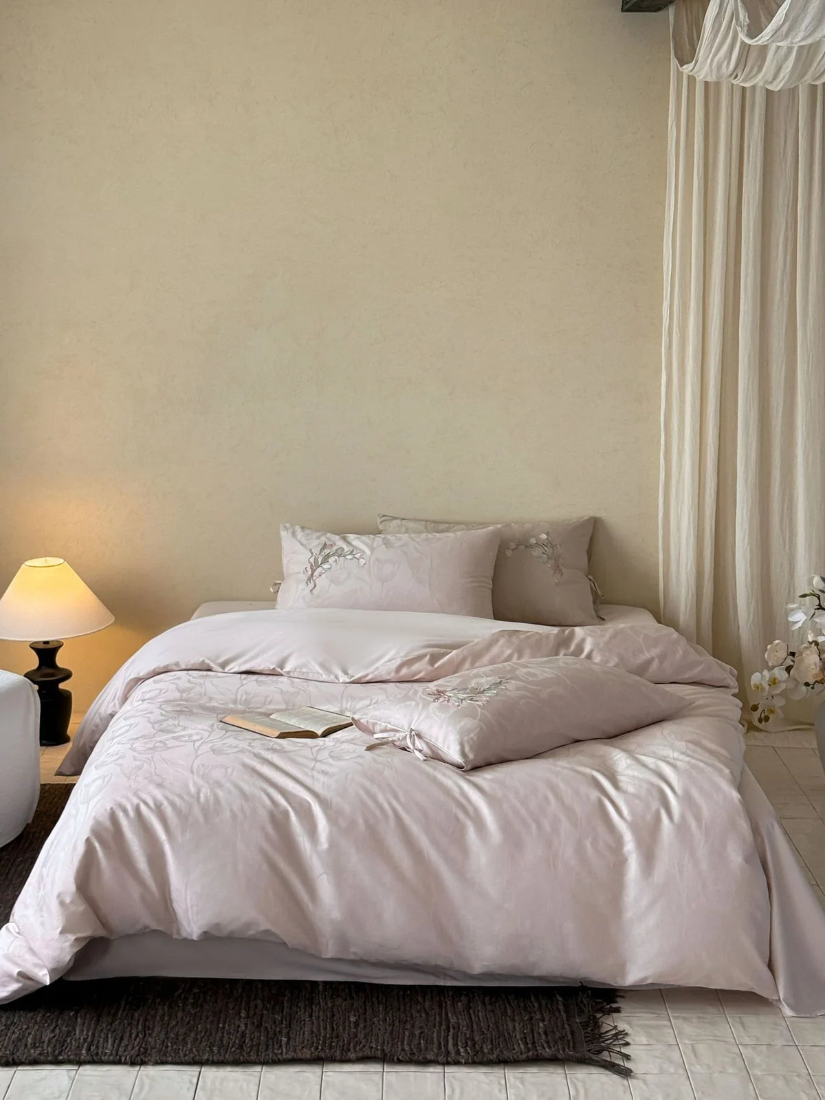 Bedding Set Cotton Satin Jacquard Zippered Pillowcases