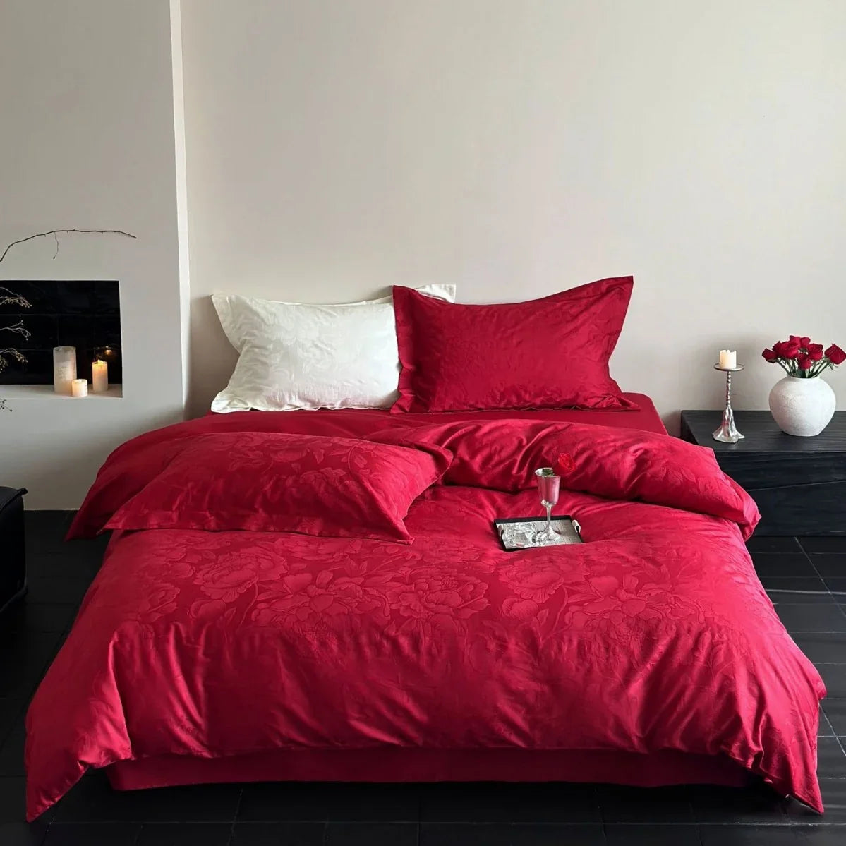 Bedding Set Cotton Satin Jacquard Zippered Pillowcases