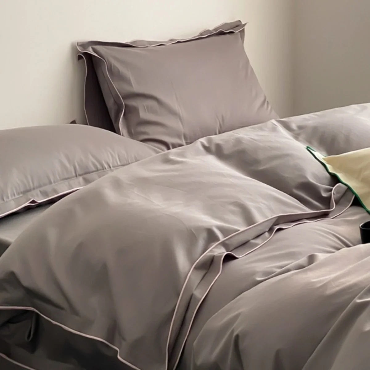 Bedding Set Cotton Satin Silky Finish Piped Edges
