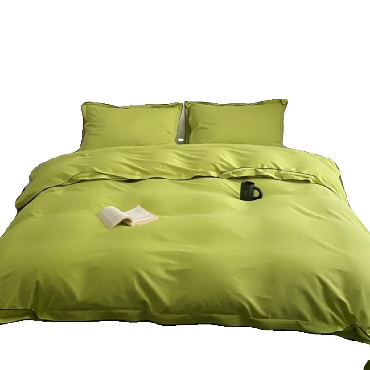Bedding Set Cotton Satin Silky Finish Piped Edges