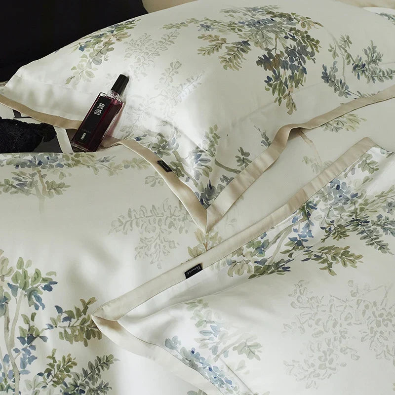 Bedding Set Cotton Satin Silky Soft Zipper & Machine Washable