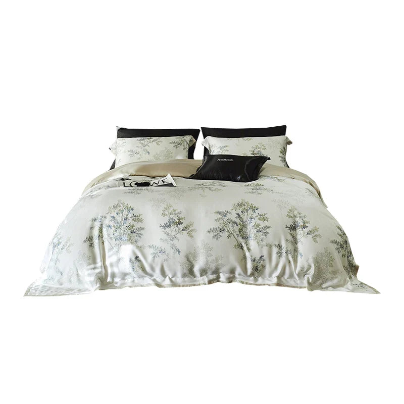 Bedding Set Cotton Satin Silky Soft Zipper & Machine Washable