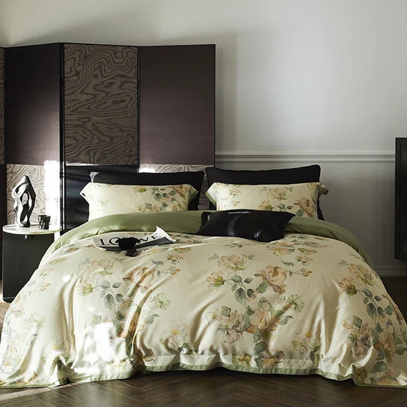 Bedding Set Cotton Satin Silky Soft Zipper & Machine Washable