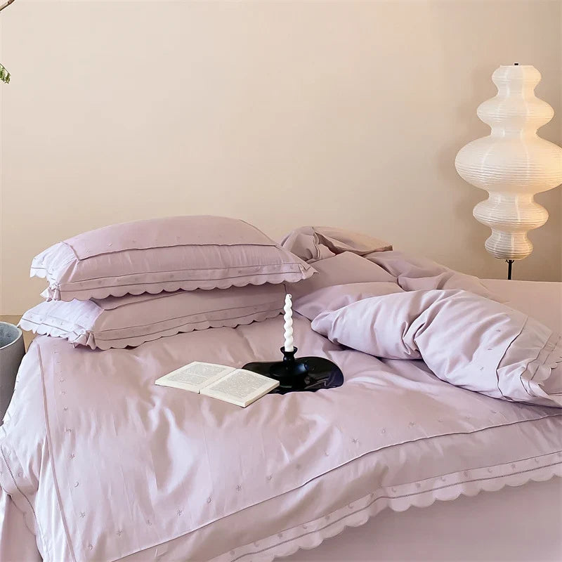 Bedding Set Cotton Satin Star Embroidery 4-Piece