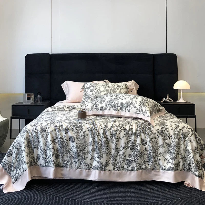 Bedding Set Cotton Satin Toile-de-Jouy Breathable