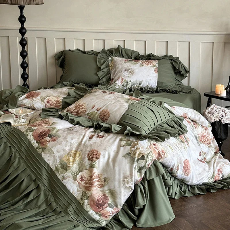 Bedding Set Cotton Satin Vintage Rose Set of 4
