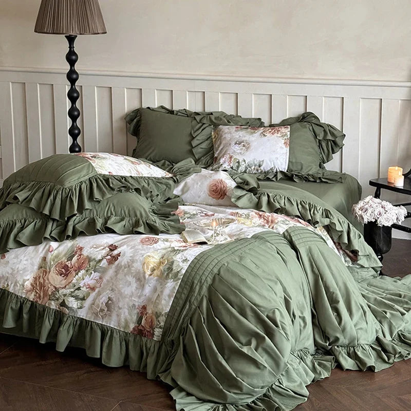 Bedding Set Cotton Satin Vintage Rose Set of 4