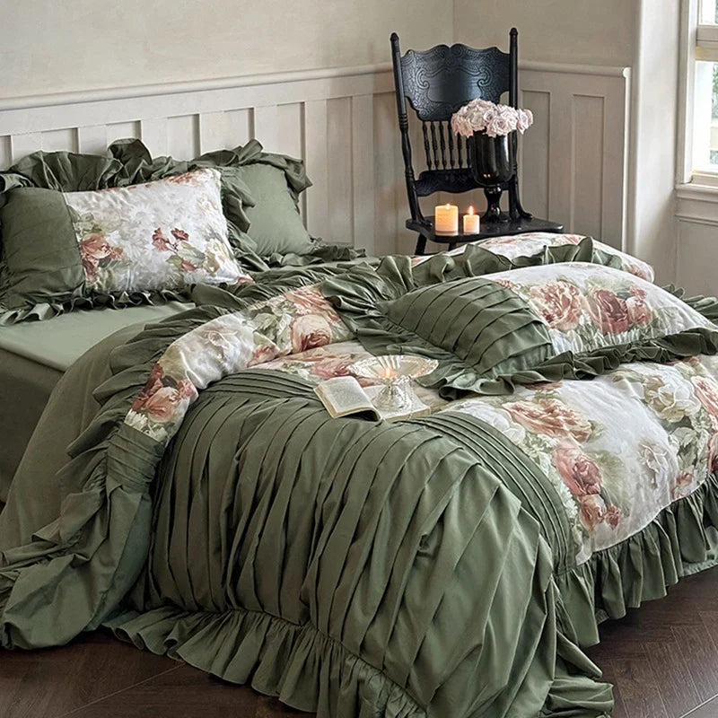 Bedding Set Cotton Satin Vintage Rose Set of 4