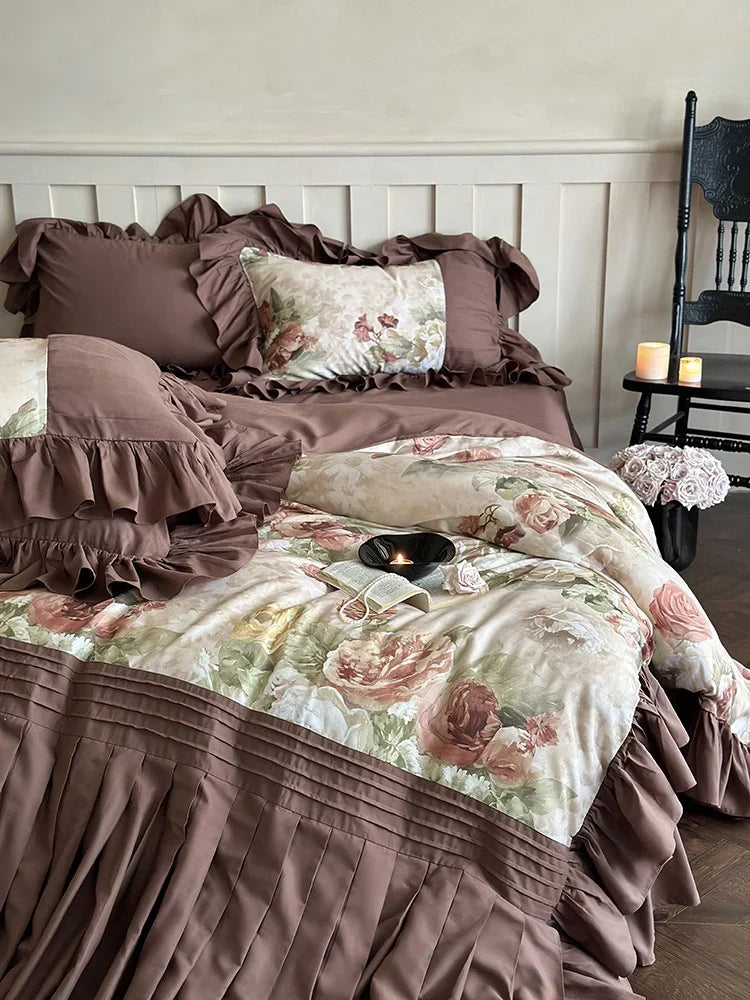 Bedding Set Cotton Satin Vintage Rose Set of 4