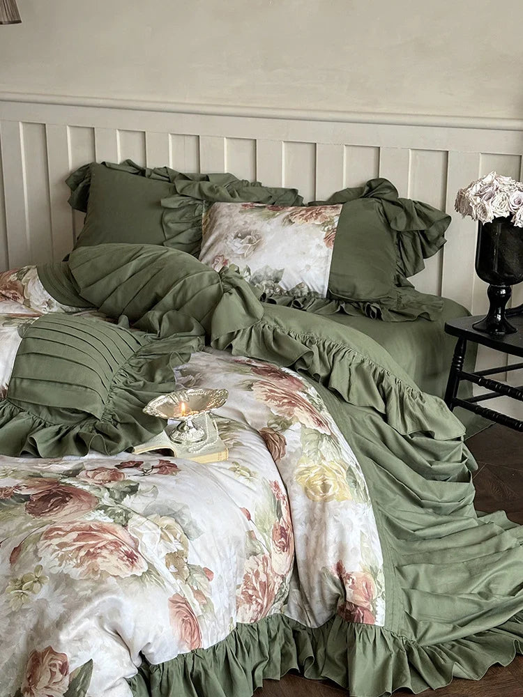 Bedding Set Cotton Satin Vintage Rose Set of 4