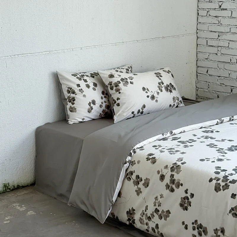 Bedding Set Cotton Satin Watercolor Floral 4-Piece