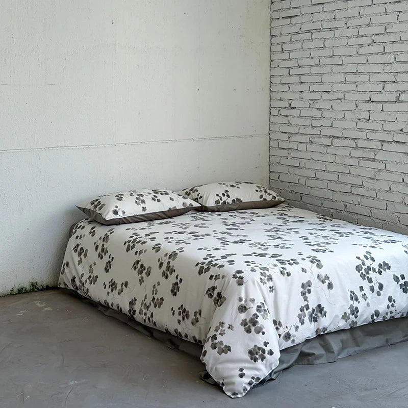 Bedding Set Cotton Satin Watercolor Floral 4-Piece