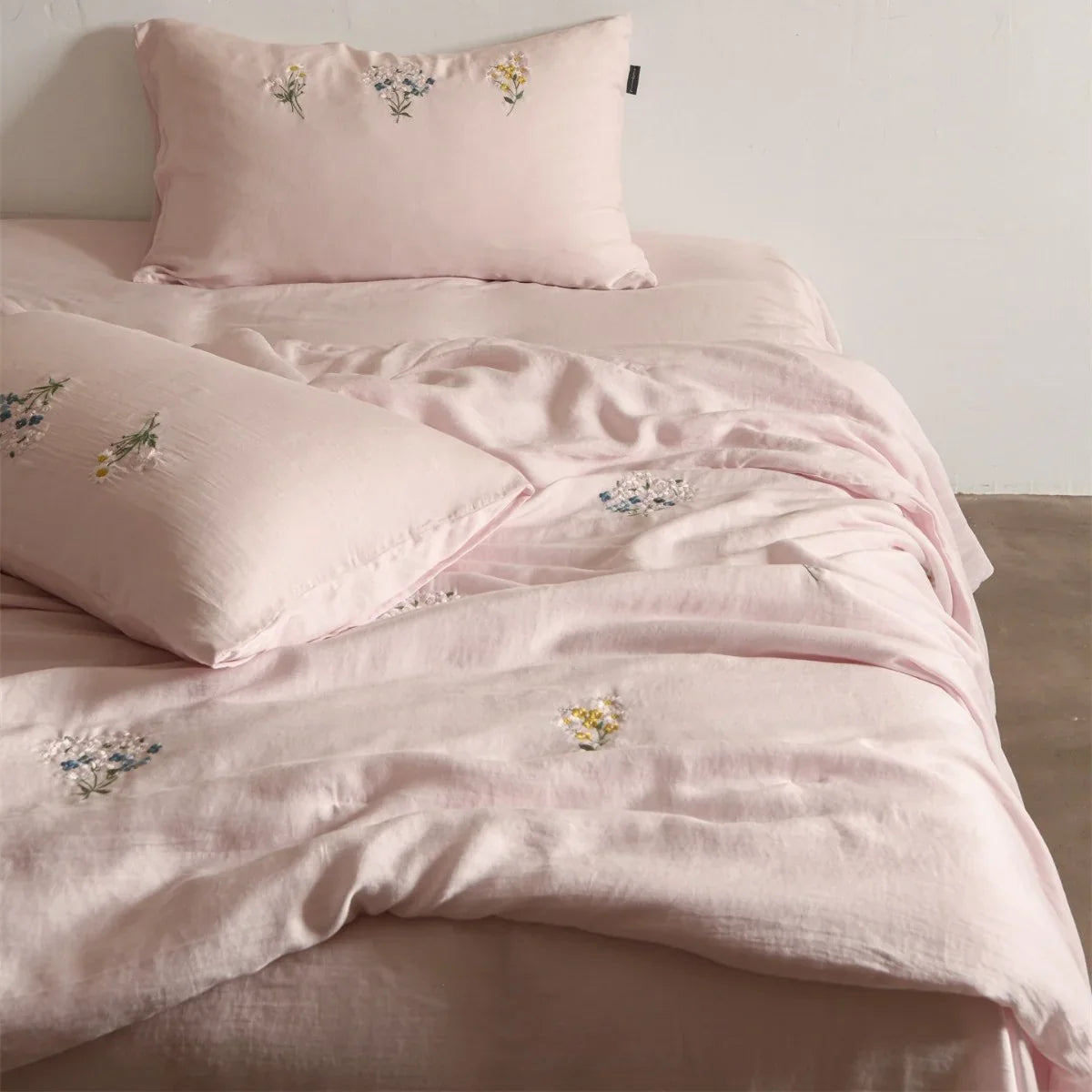 Bedding Set Embroidered Linen-Cotton Breathable & Machine Washable