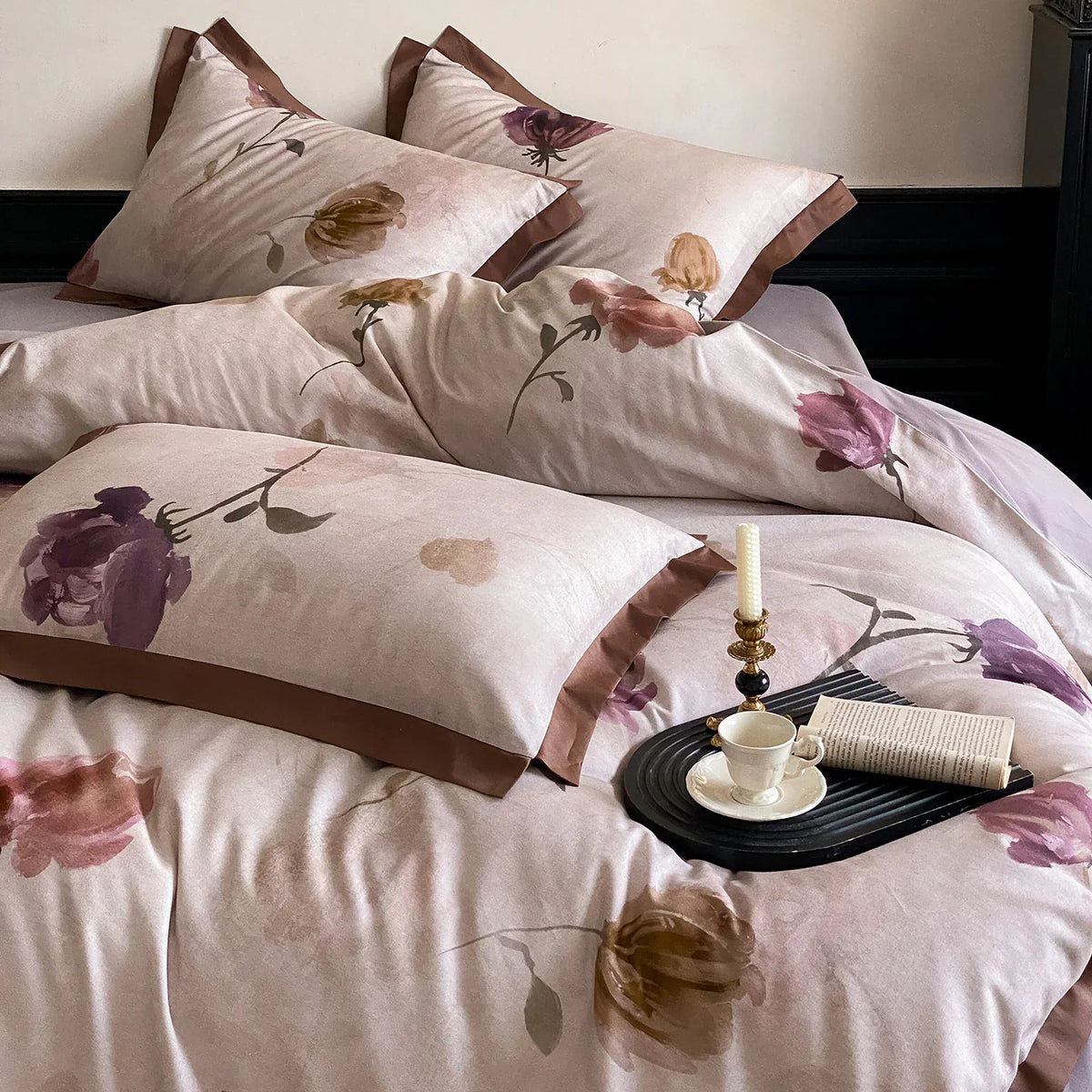 Bedding Set Floral Watercolor Breathable & Wrinkle-Resistant 4-Piece