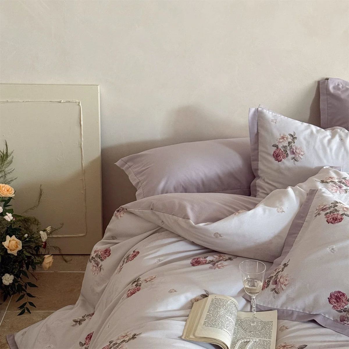 Bedding Set Floral Watercolor Breathable & Wrinkle-Resistant 4-Piece