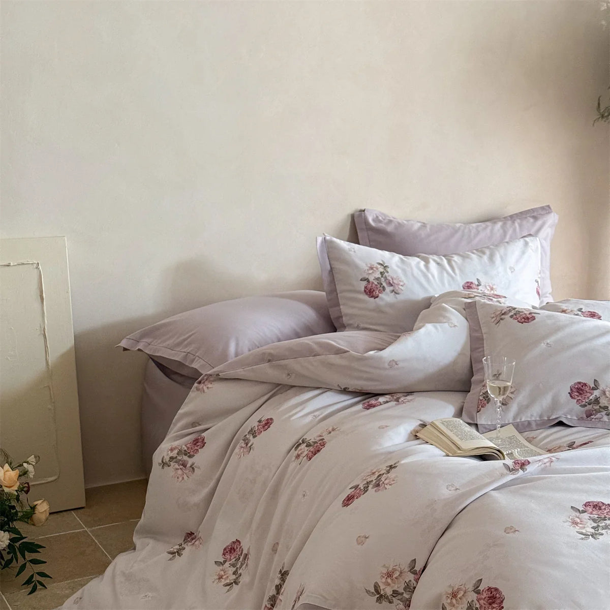 Bedding Set Floral Watercolor Breathable & Wrinkle-Resistant 4-Piece