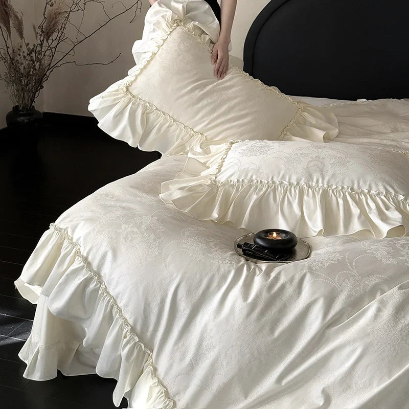 Bedding Set Jacquard Satin Ruffled Edge Four-Piece Set