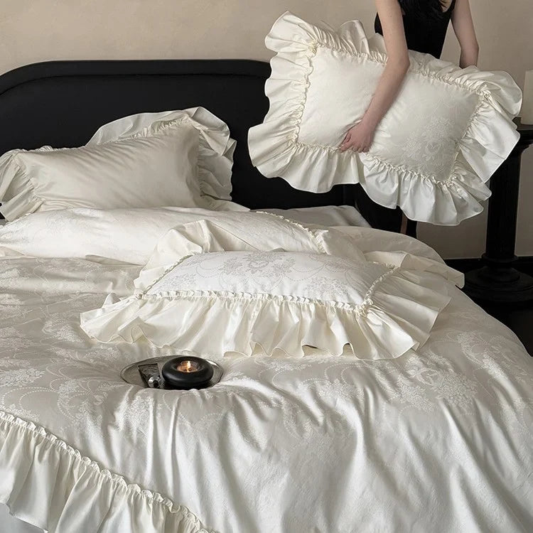 Bedding Set Jacquard Satin Ruffled Edge Four-Piece Set