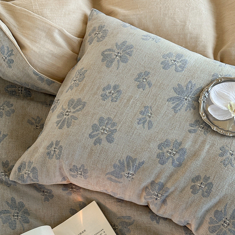 Bedding Set Lightweight Cotton Muslin Reversible 4-Piece
