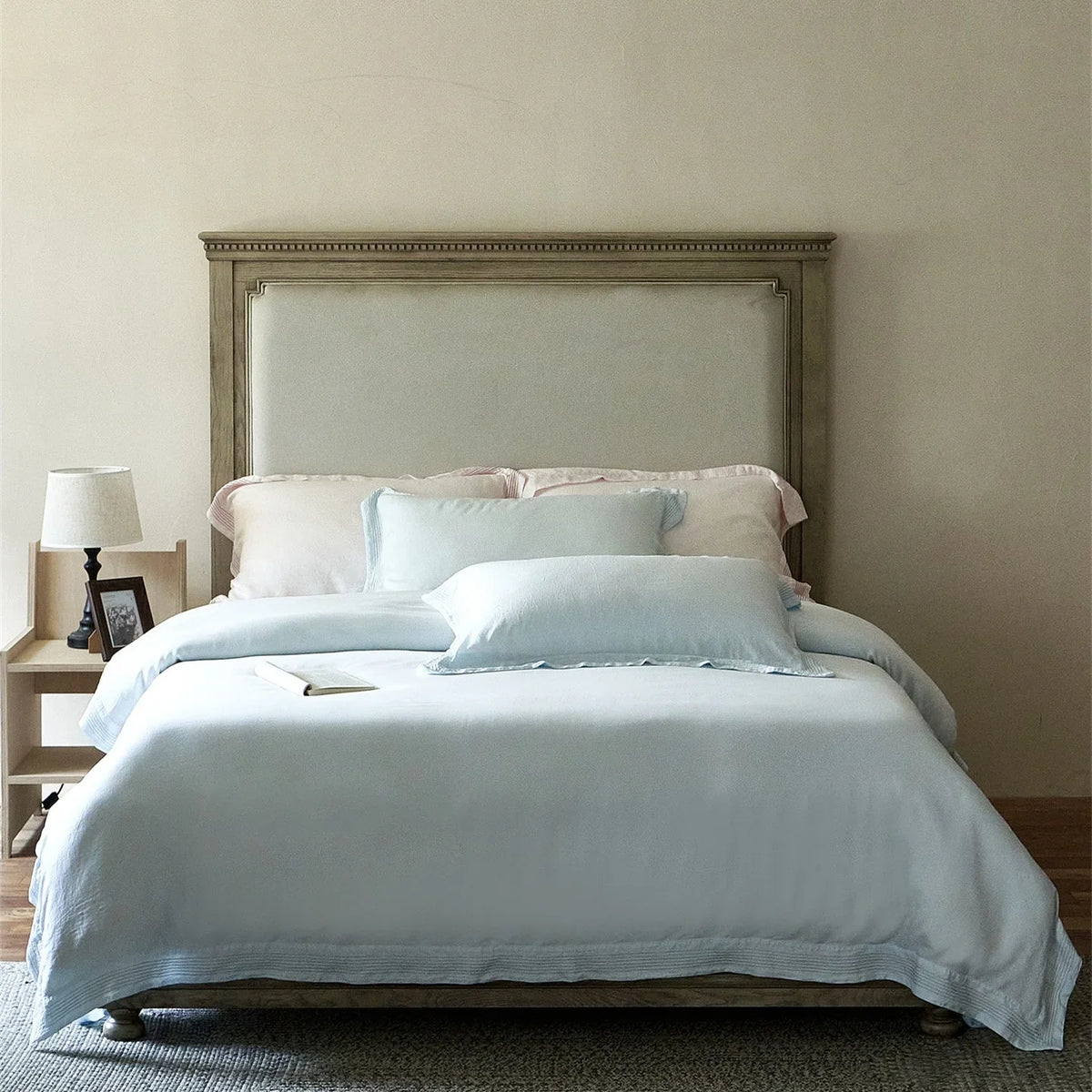 Bedding Set Linen-Look Breathable Cotton Piped Seams
