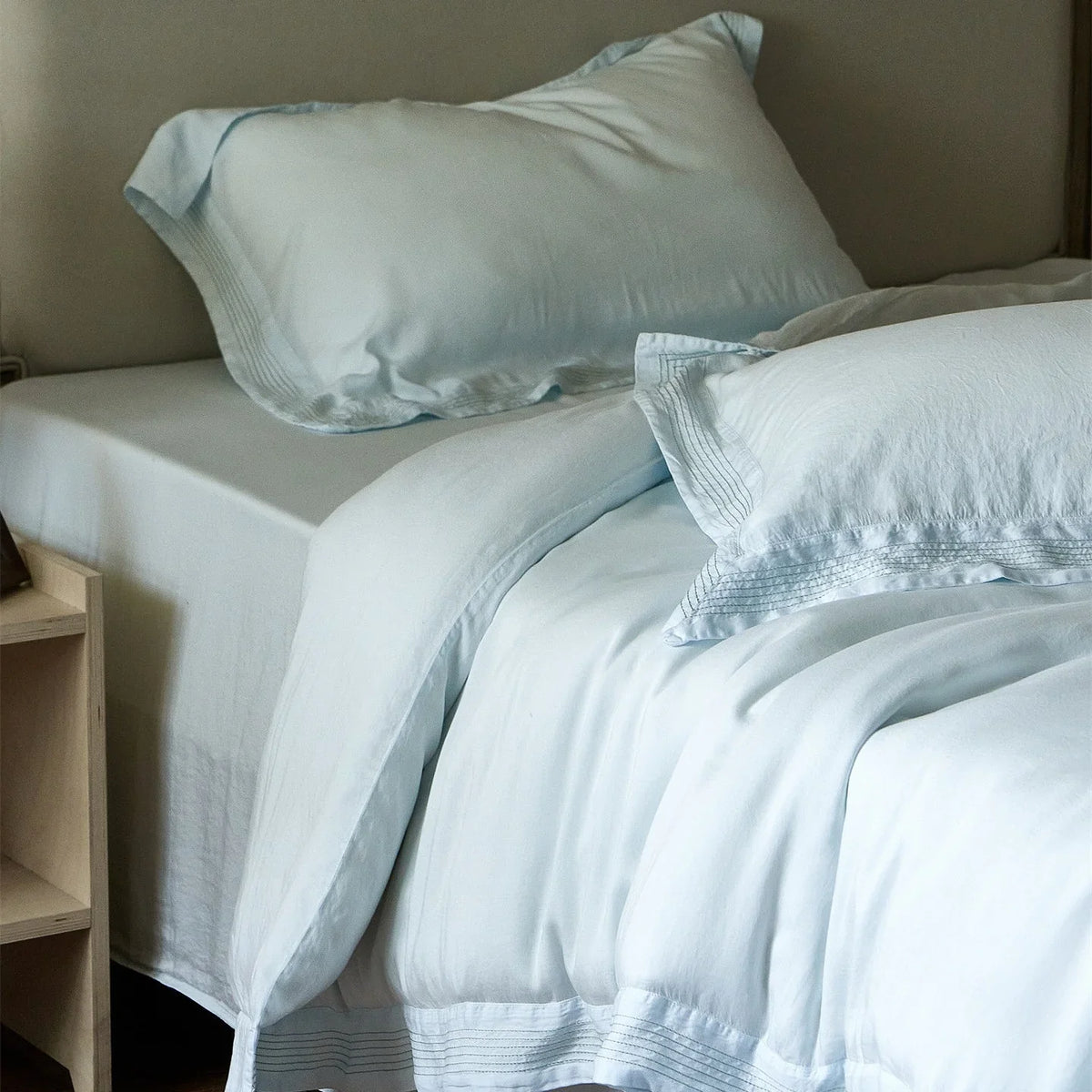 Bedding Set Linen-Look Breathable Cotton Piped Seams