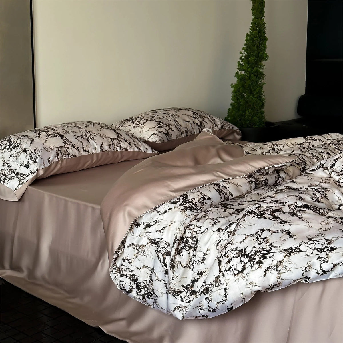 Bedding Set Marble Cotton Satin Microfiber Hotel Closure