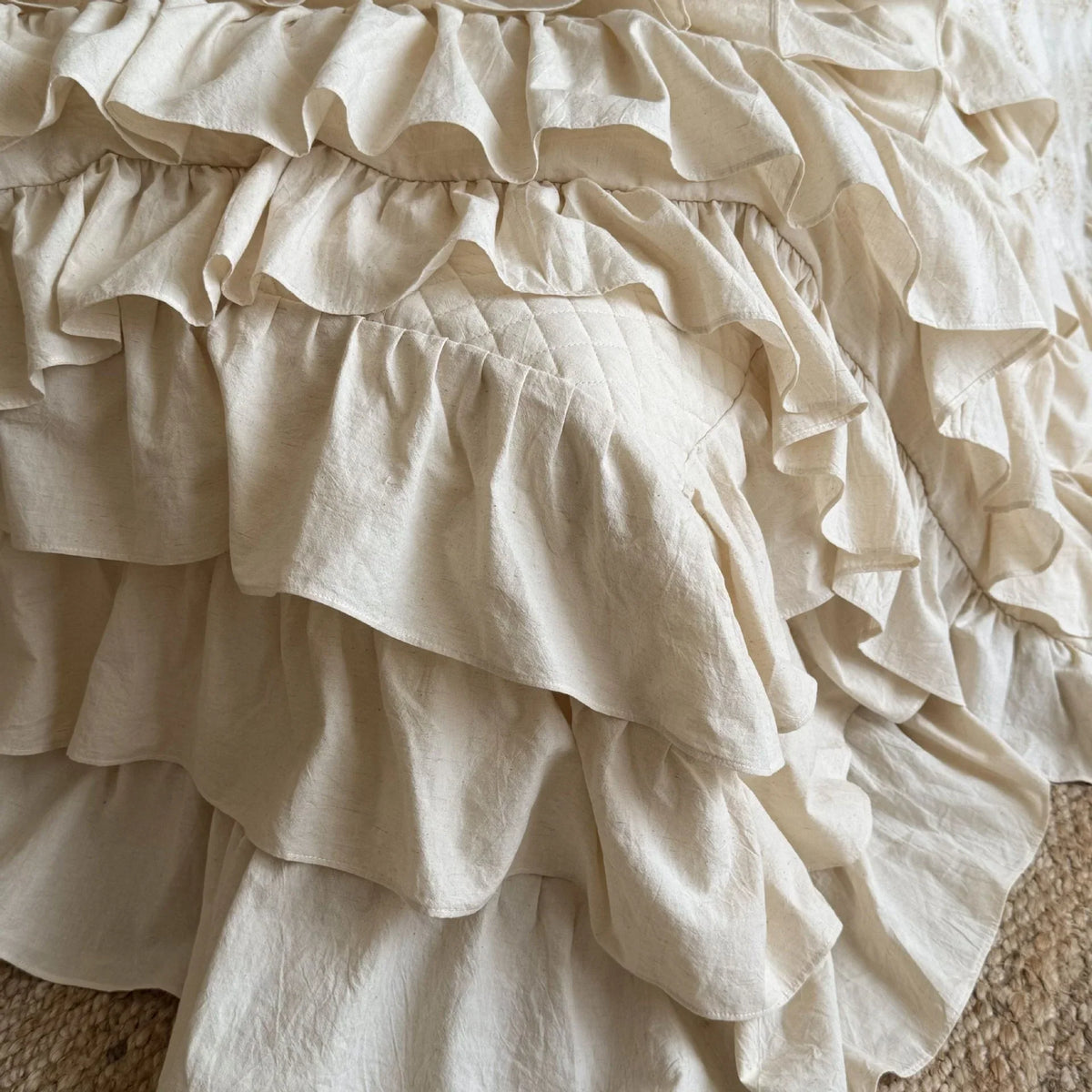 Bedding Set Quilted Ruffled Cotton With Bed Skirt