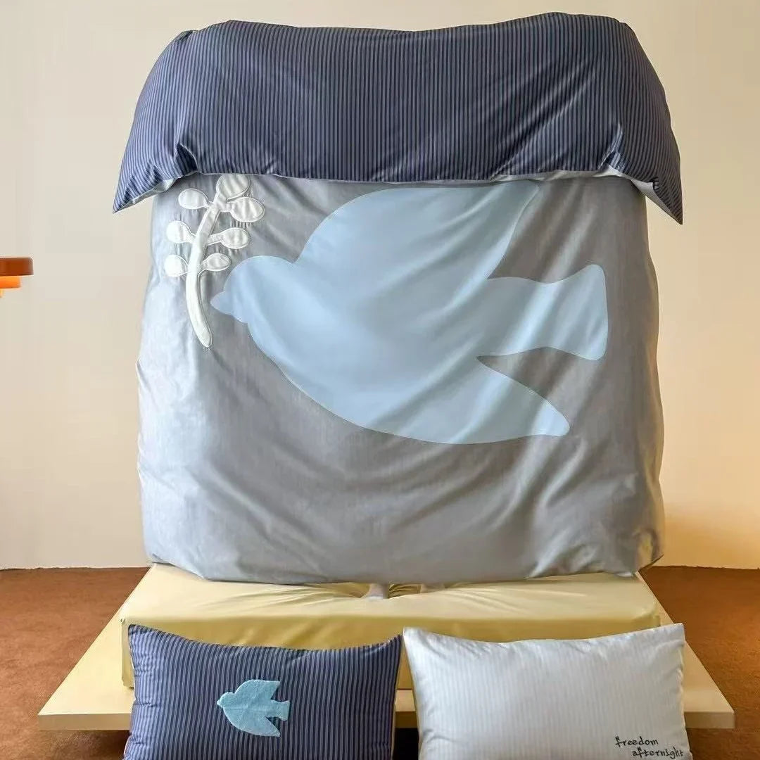 Bedding Set Reversible Cotton Satin 4-Piece
