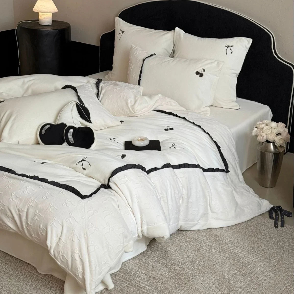Bedding Set Reversible Cotton Satin Embroidered
