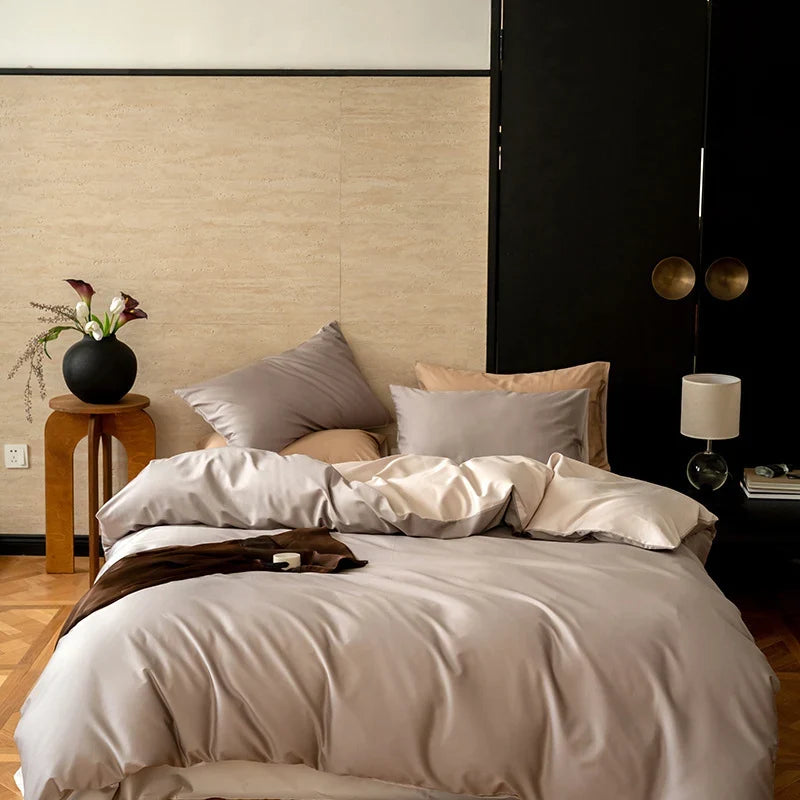 Bedding Set Reversible Satin 4-Piece Temperature-Regulating