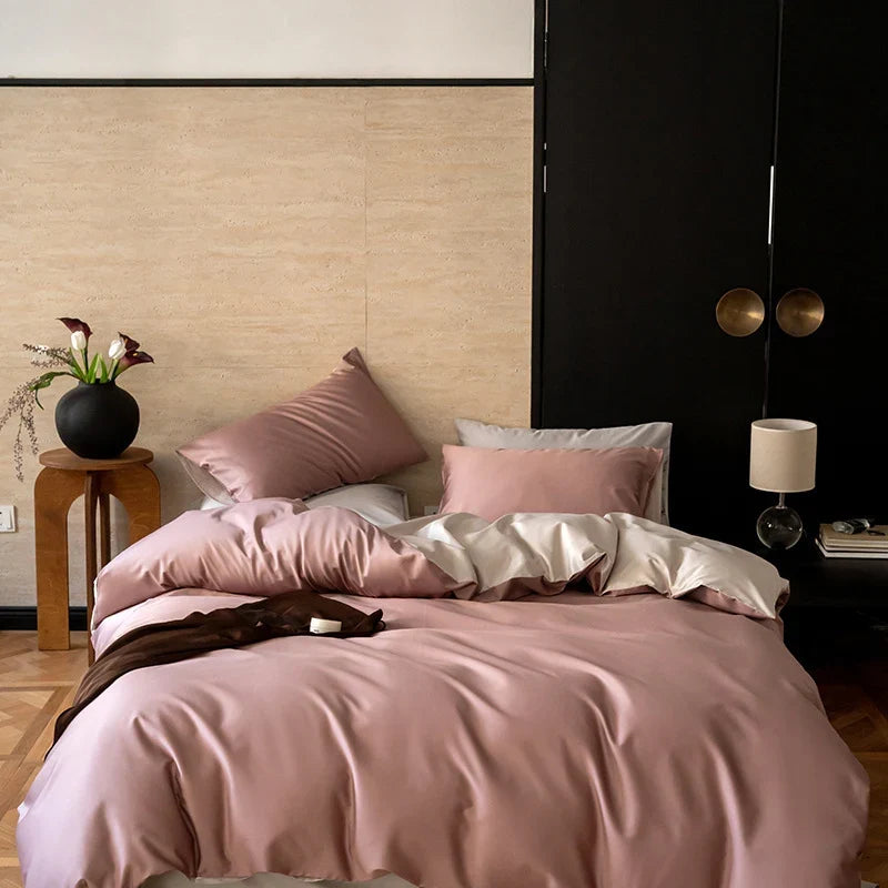 Bedding Set Reversible Satin 4-Piece Temperature-Regulating